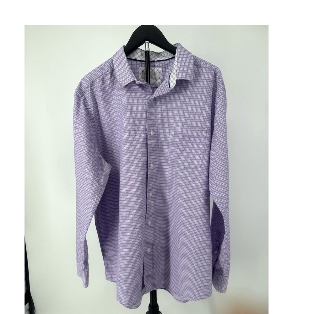 Johnston & Murphy Collection Purple Micro Pattern Button Down Shirt XL 74-8563